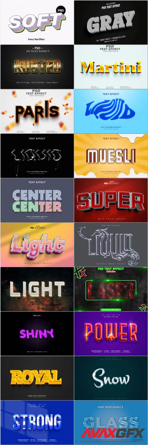 20 Psd style text effect editable set vol 20