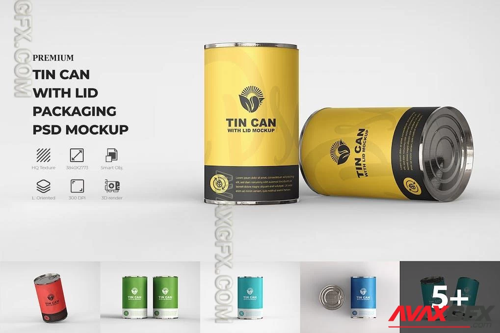 Tin Can with Lines Mockups