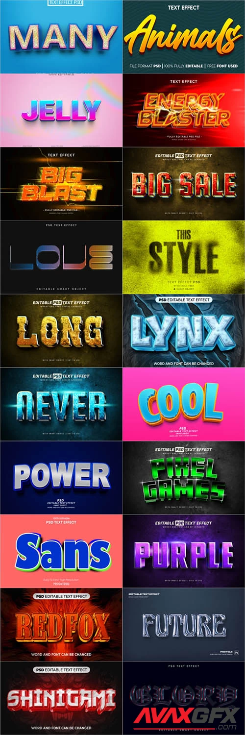 20 Psd style text effect editable set vol 11