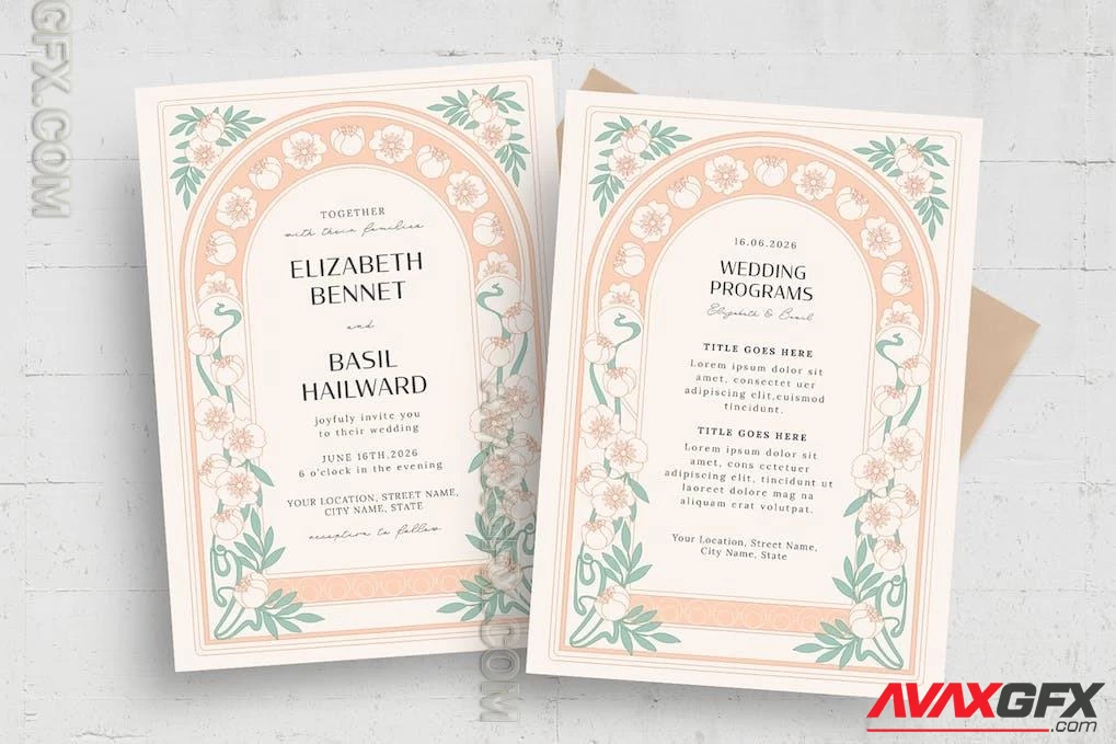 Art Nouveau Invitation Template UVQ4XTV