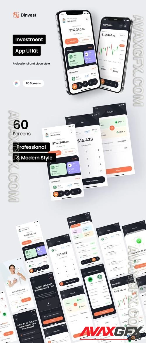 Dinvest - Investment Mobile App UI Kit - UI8
