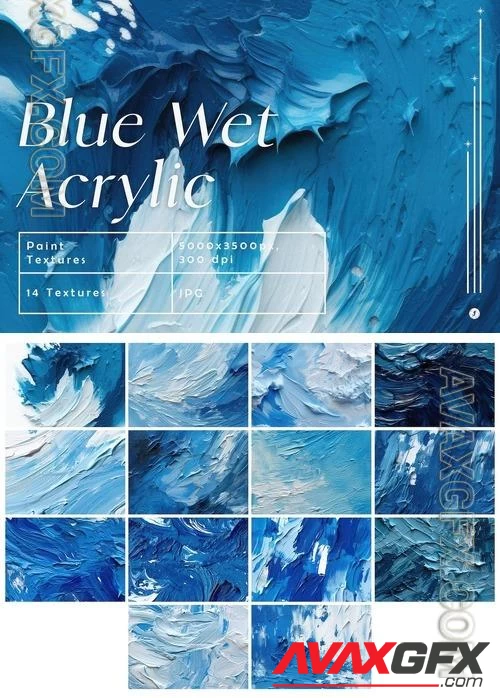 Blue Wet Acrylic Paint Textures
