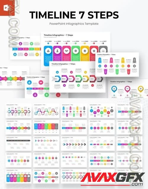 7 Steps Timeline Infographics PowerPoint Template [PPTX]