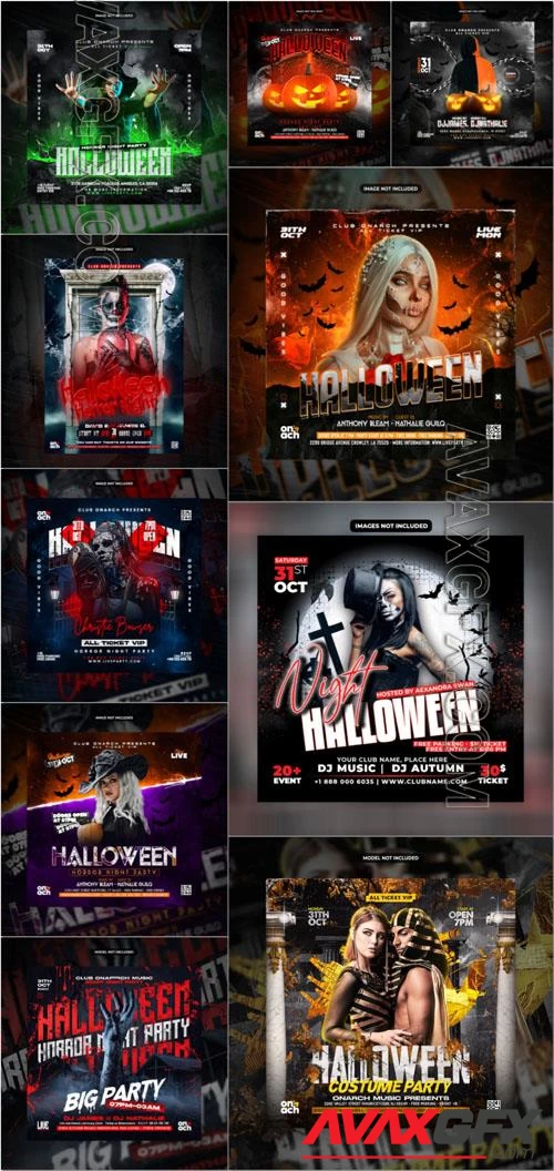 Happy halloween psd poster design vol 8