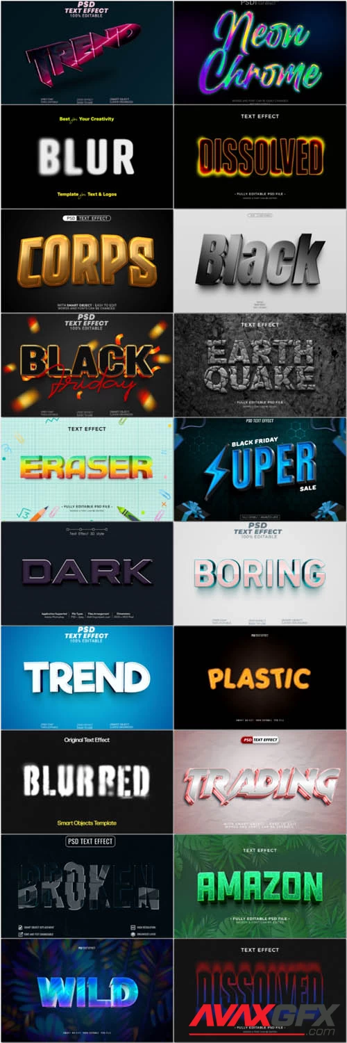 20 Psd style text effect editable set vol 19