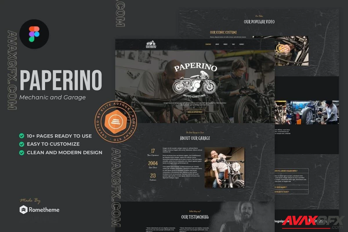 Paperino Garage - Mechanic Figma Template