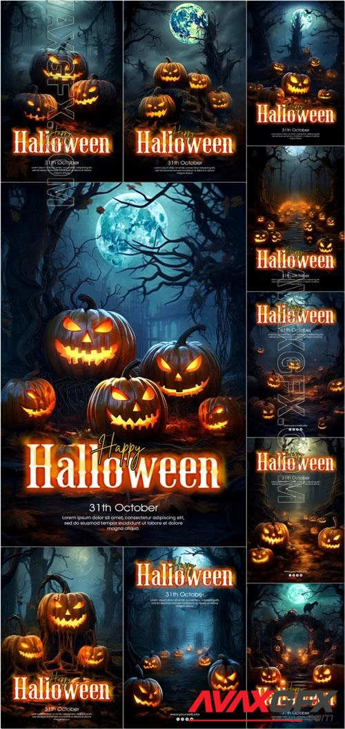 Happy halloween psd poster design vol 2