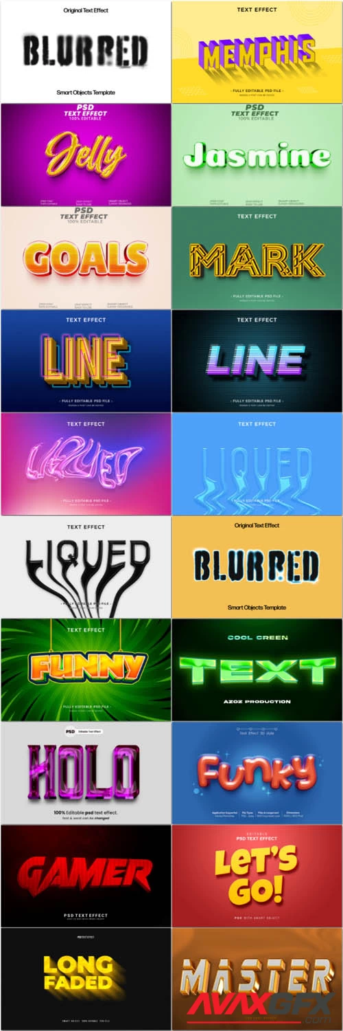 20 Psd style text effect editable set vol 22