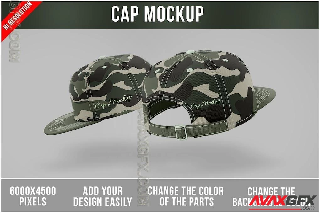 Caps Mockup with Metal Buckle Closure Template