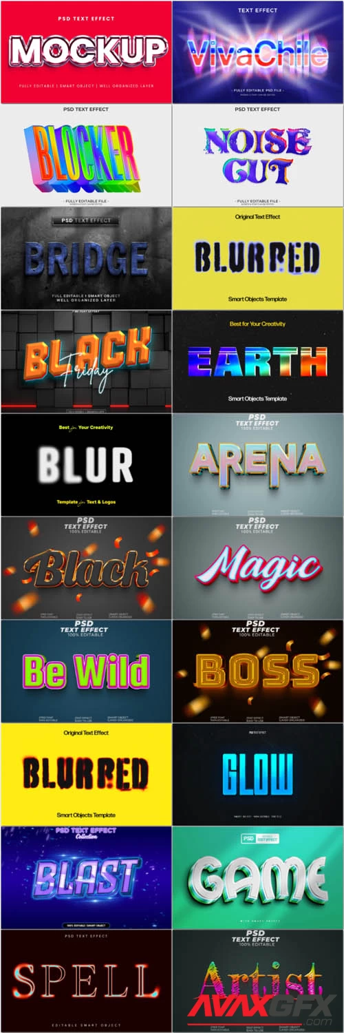 20 Psd style text effect editable set vol 24