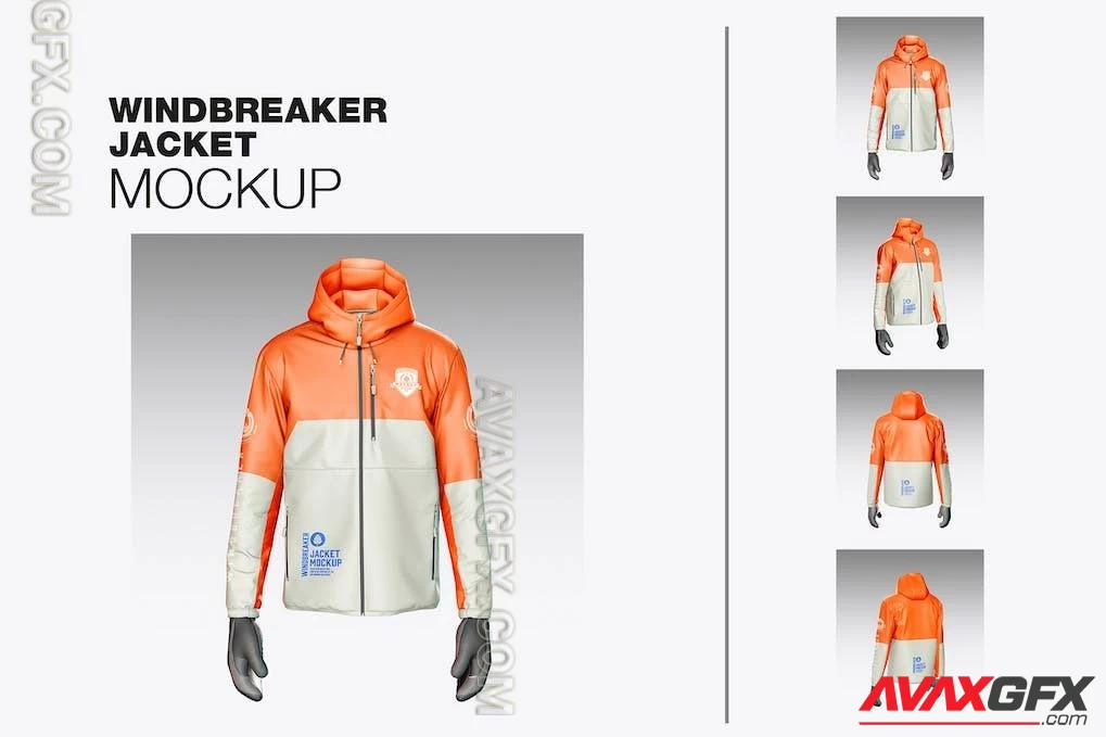 Windbreaker Jacket with Gloves Mockup