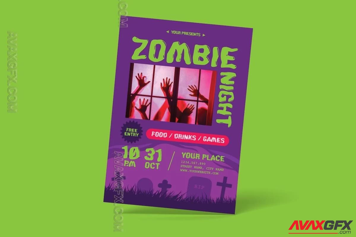 Halloween Zombie Night Party Flyer