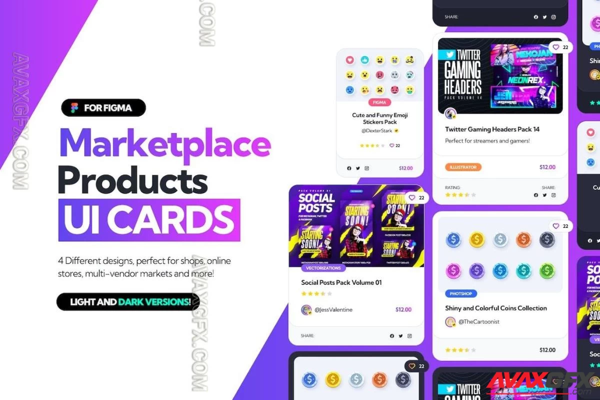 Marketplace Products - UI Cards for Figma