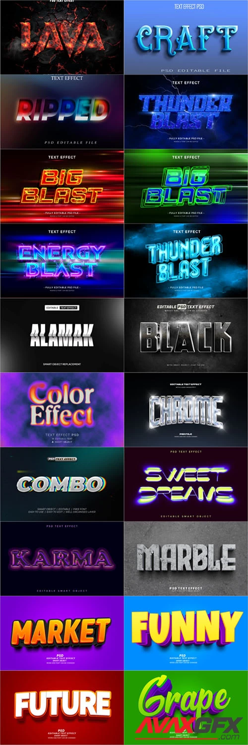 20 Psd style text effect editable set vol 10