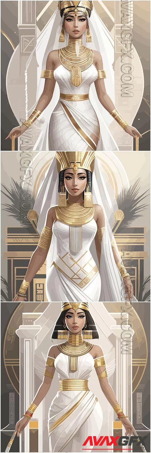 Vector legendary egyptian pharaoh illustration woman