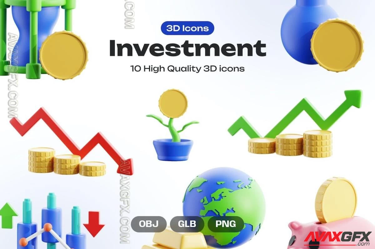 Investment 3D Icons UVEZUH2