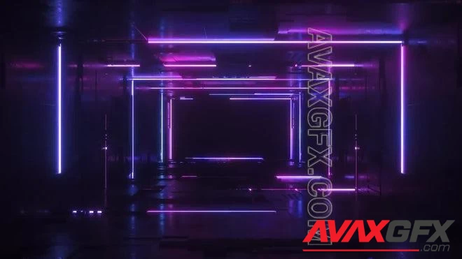 MA - Neon Glowing Futuristic Tunnel Backdrop 1417564