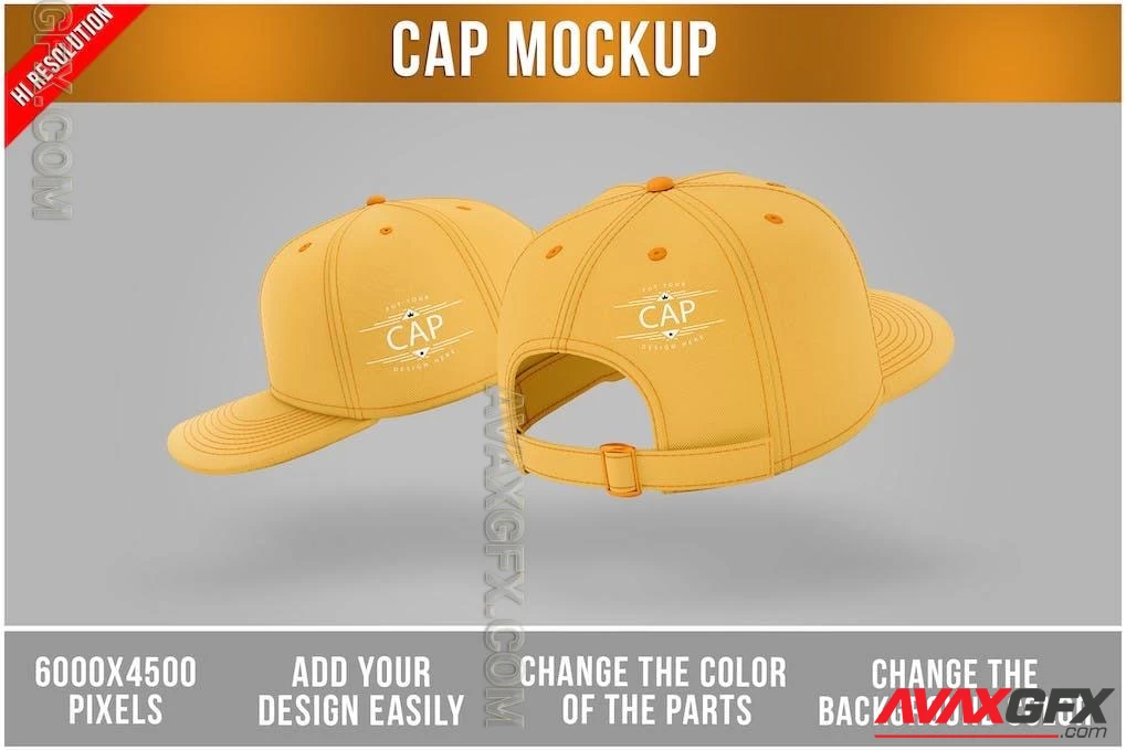 Caps Mockup with Metal Buckle Closure Template