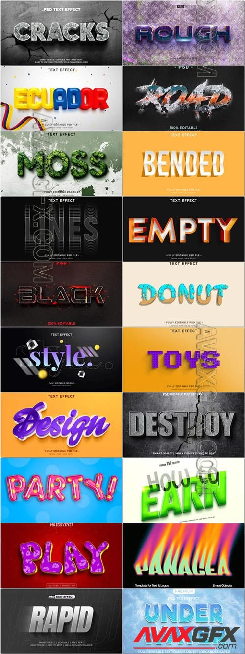 20 Psd style text effect editable set vol 48