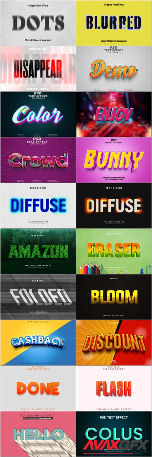 20 Psd style text effect editable set vol 26