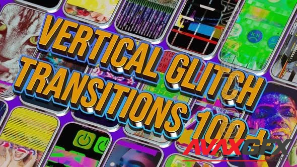 110 Vertical Glitch Transition Pack 47875253 [Videohive]