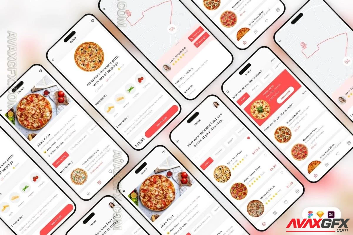 Pizza Delivery Mobile App UI Kit