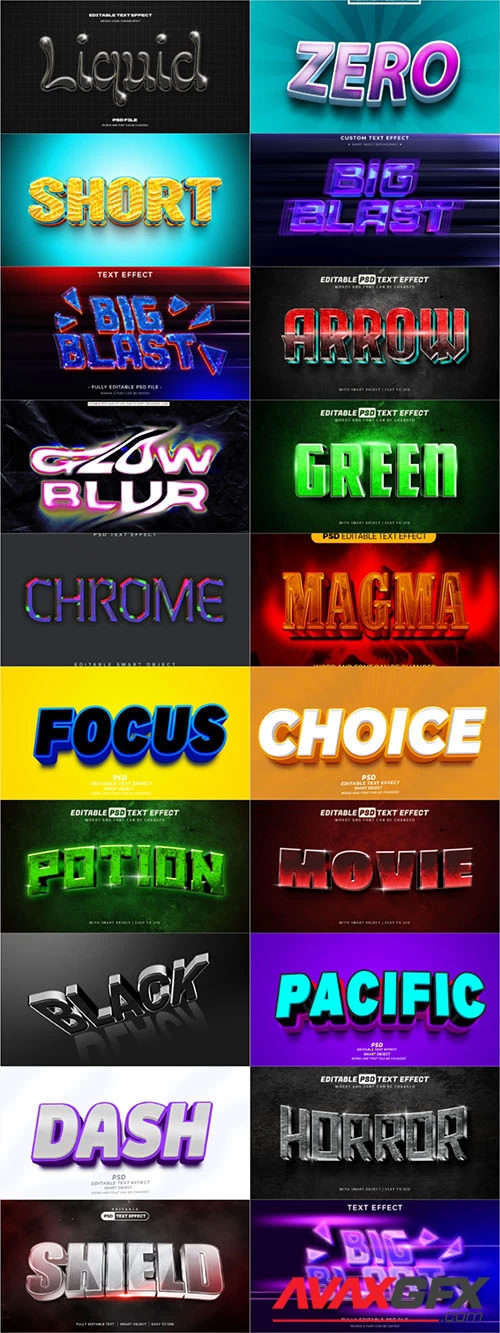 20 Psd style text effect editable set vol 9