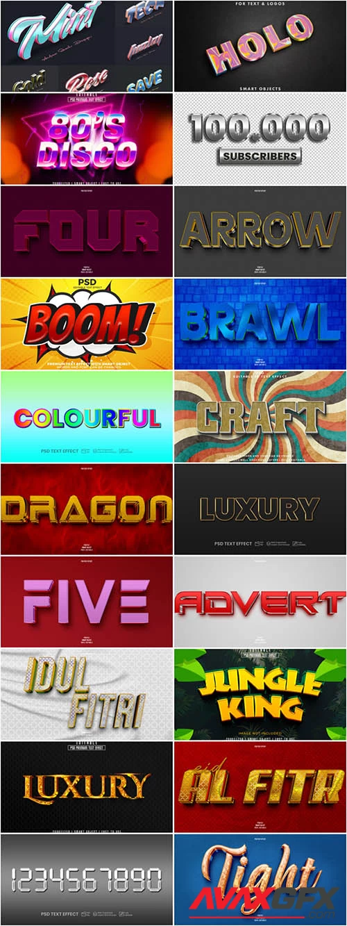 20 Psd style text effect editable set vol 7