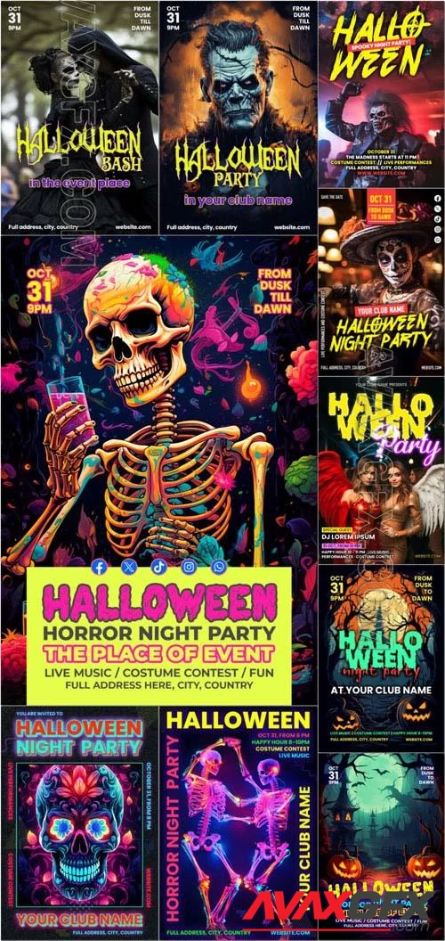 Happy halloween psd poster design vol 5