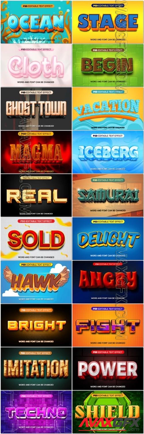 20 Psd style text effect editable set vol 35