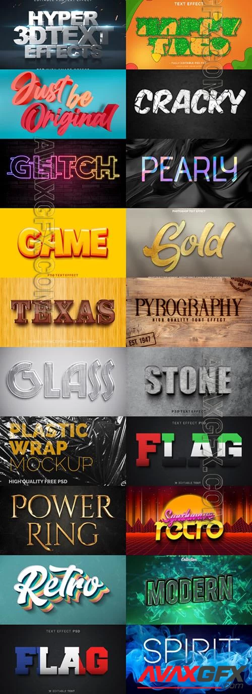 20 Psd style text effect editable set vol 32