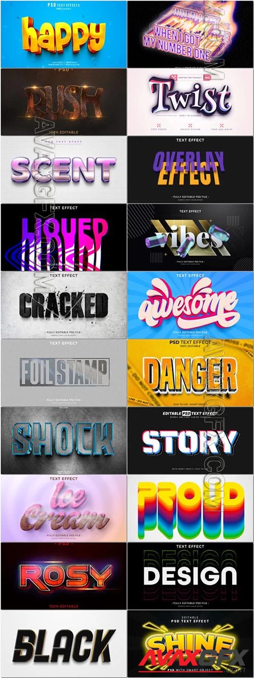 20 Psd style text effect editable set vol 45