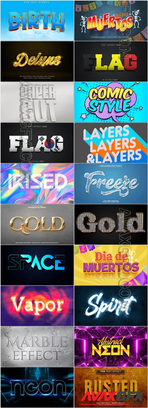 20 Psd style text effect editable set vol 30