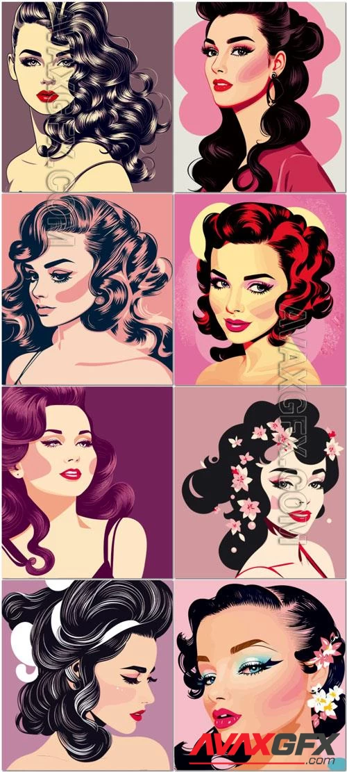 Vector woman 50s look illustration