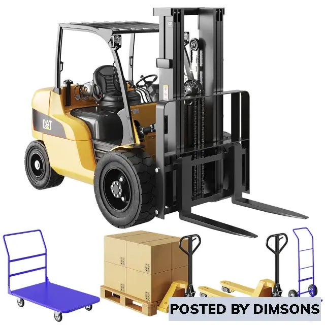 CAT Forklift Manual Loader and Warehouse Carts Kit - 3D Model