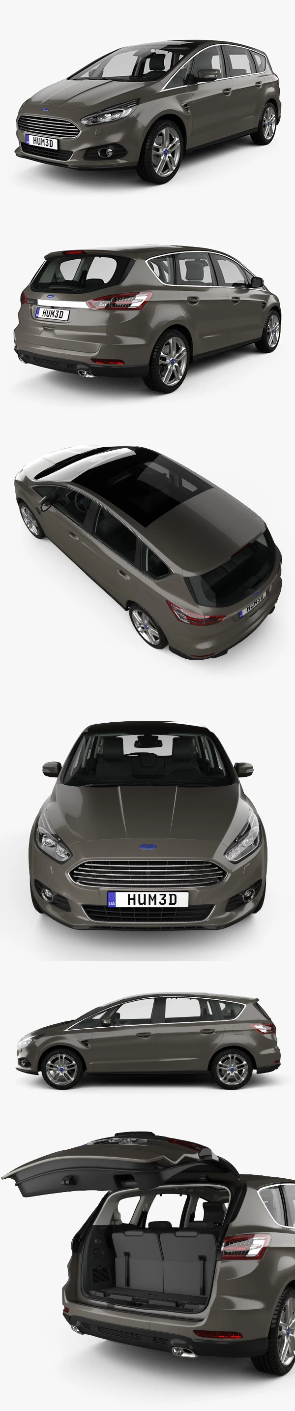 Ford S-MAX with HQ interior 2015 3D Model