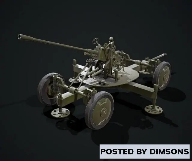 Military M-1939 AAA 37 mm automatic anti-aircraft gun - 3D Model