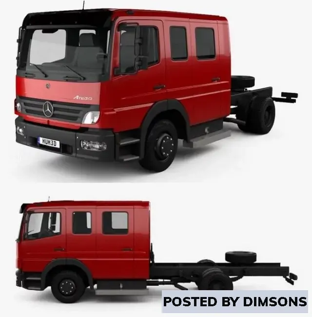 Vehicles, cars Mercedes-Benz Atego Crew Cab Chassis Truck 2004 - 3D Model