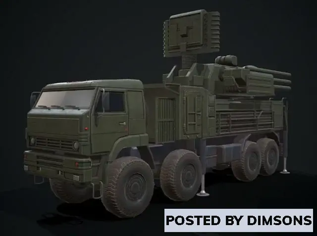 Military Pantsir-S2 self-propelled anti-aircraft missile and gun system - 3D Model