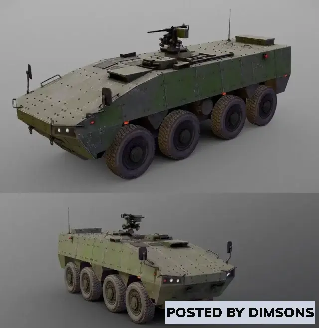 Military Partia 8x8 AMV APC Protector Turnhd First - 3D Model