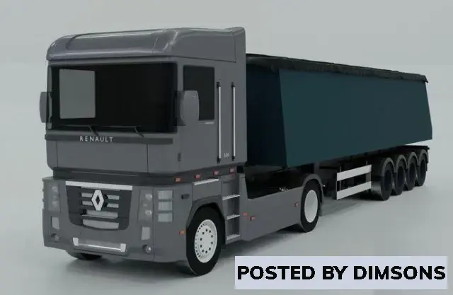 Vehicles, cars TRUCK Renault MAGNUM 520 Grain-trailer - 3D Model