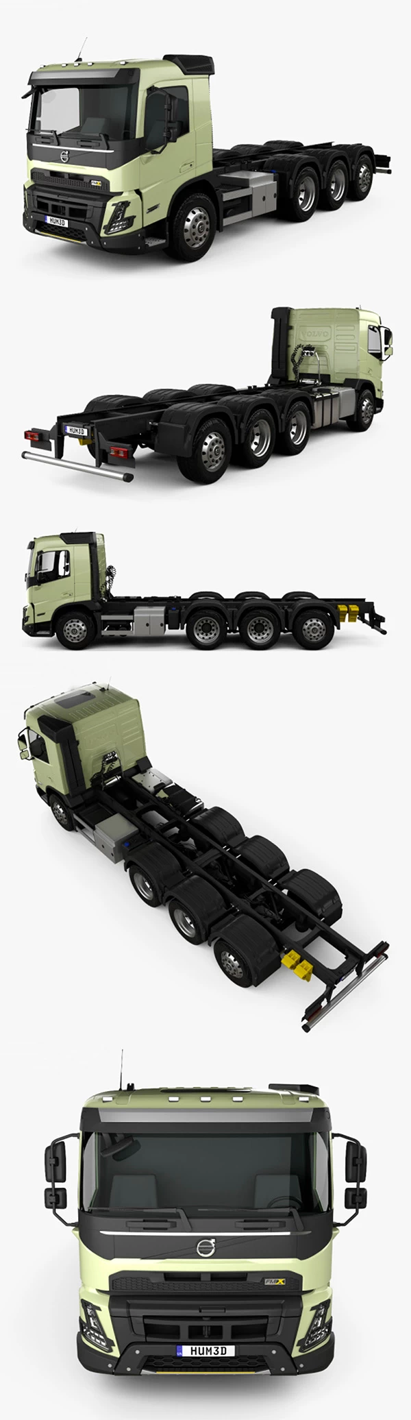 Volvo FMX Day Cab Chassis Truck 4-axle 2022 3D Model