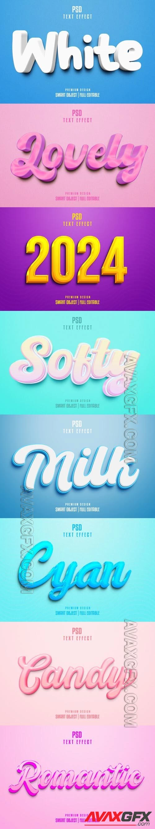 8 Psd style text effect editable set vol 12