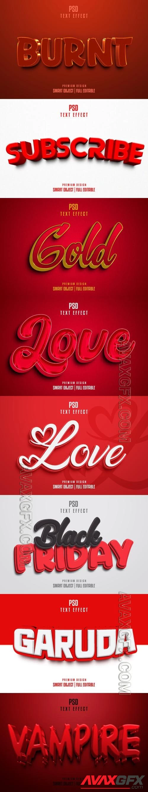 8 Psd style text effect editable set vol 7