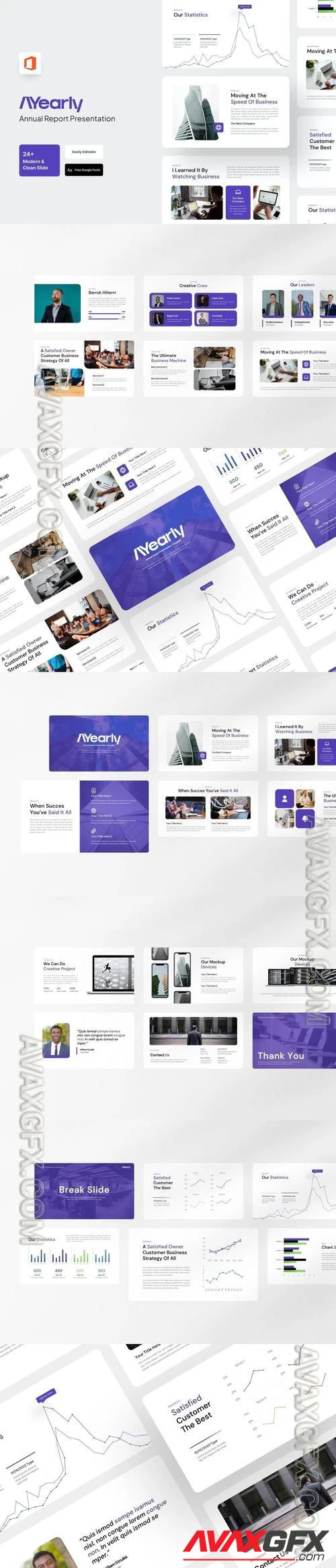 Ayearly - Annual Report PowerPoint, Keynote and Google Slides Presentations