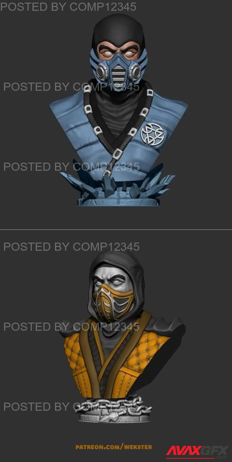 Sub Zero bust and Scorpion