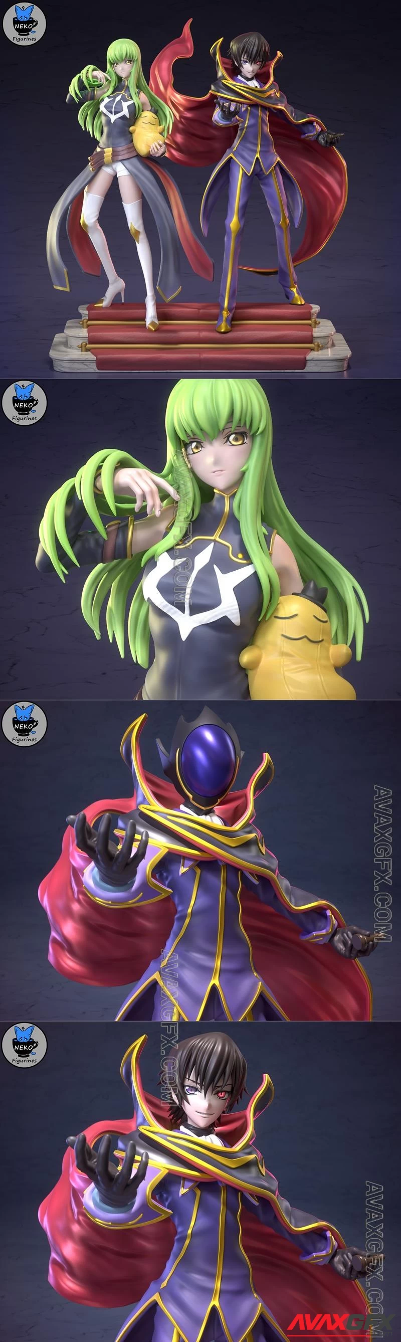 Neko Figurines - Lelouch and C.C (Code Geass)