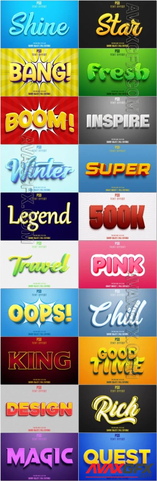 20 Psd style text effect editable set vol 50