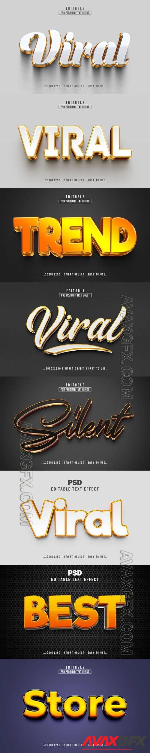 8 Psd style text effect editable set vol 39