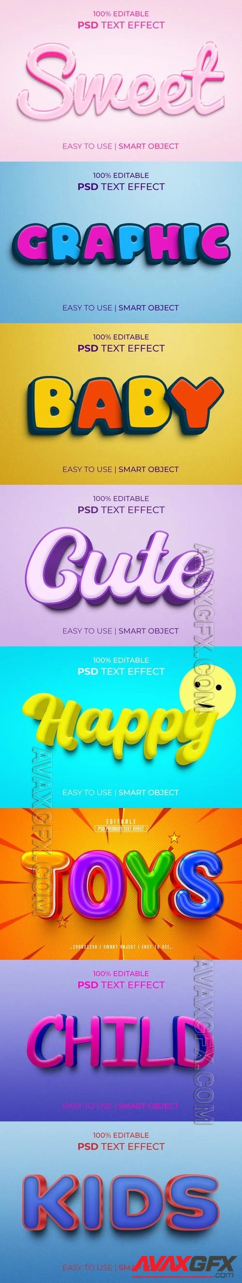 8 Psd style text effect editable set vol 31